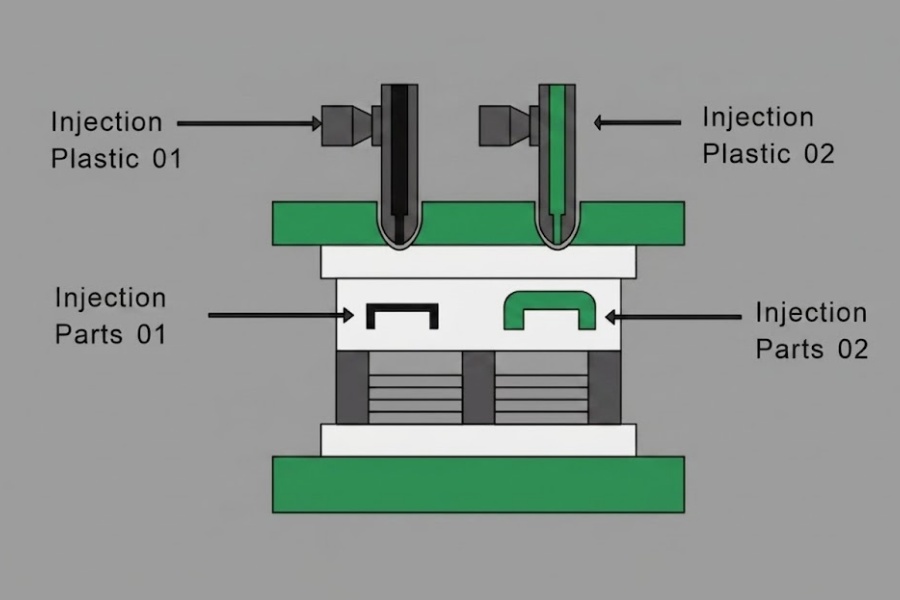 Two-color injection molding